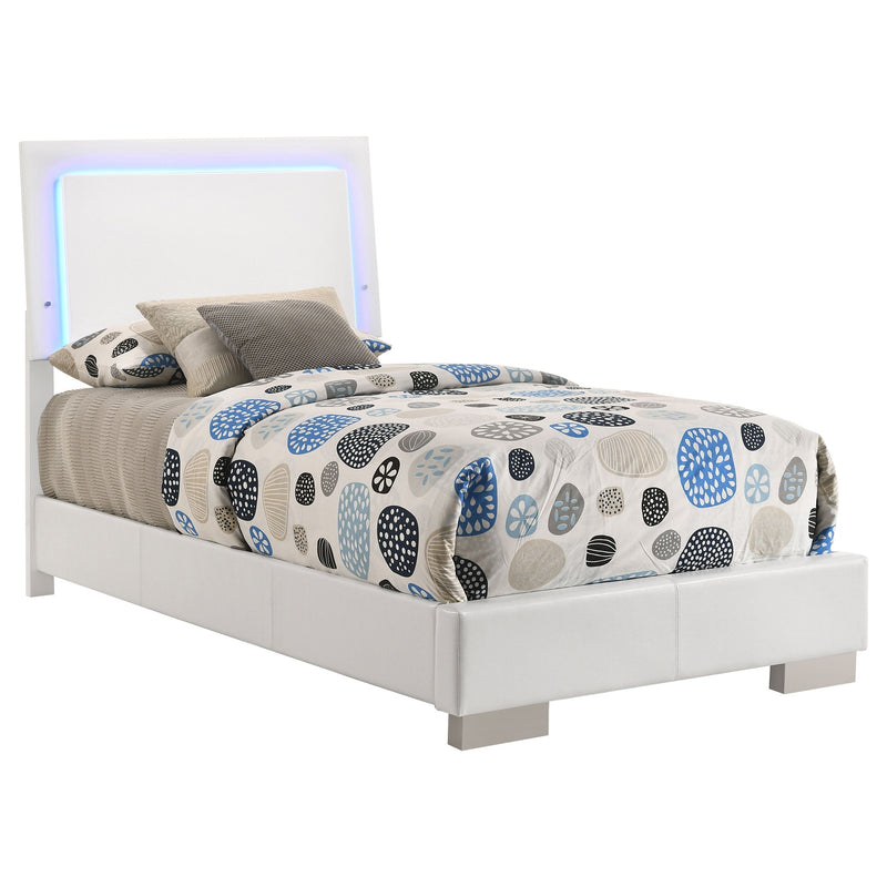 Cama panel LED Felicity Wood alto brillo