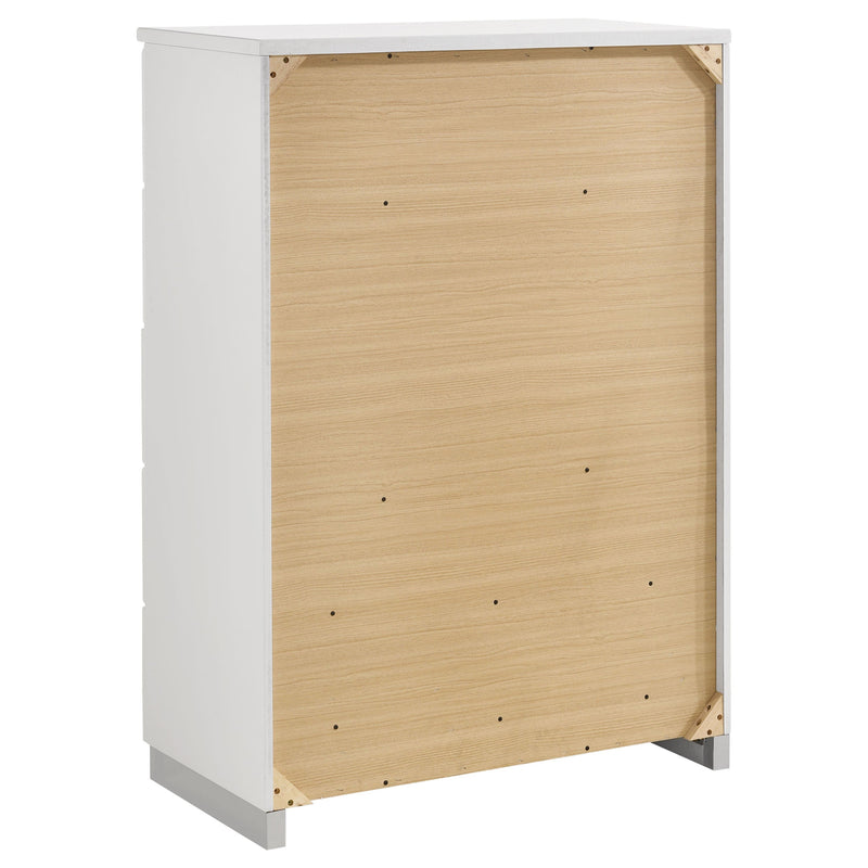 Cómoda de dormitorio Felicity de 5 cajones en blanco de alto brillo