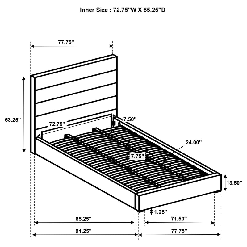 Cama con plataforma tapizada Felicity de 53 pulgadas