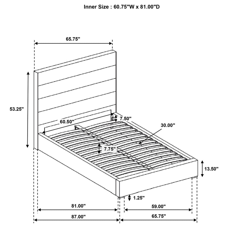 Cama con plataforma tapizada Felicity de 53 pulgadas