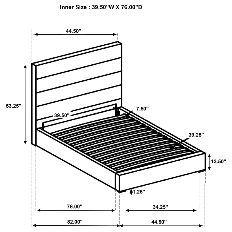 Cama con plataforma tapizada Felicity de 53 pulgadas