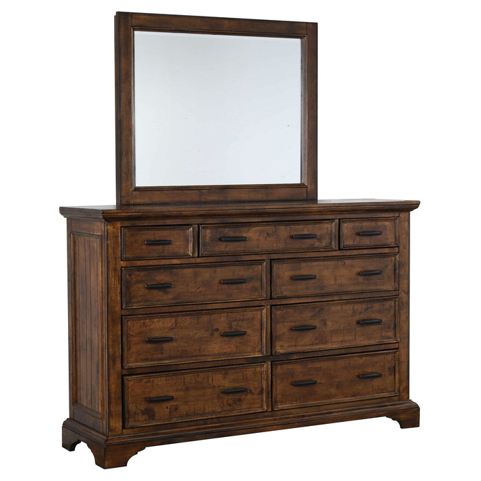 Elk Grove 9-drawer Dresser with Mirror with Jewelry Tray Vintage Bourbon