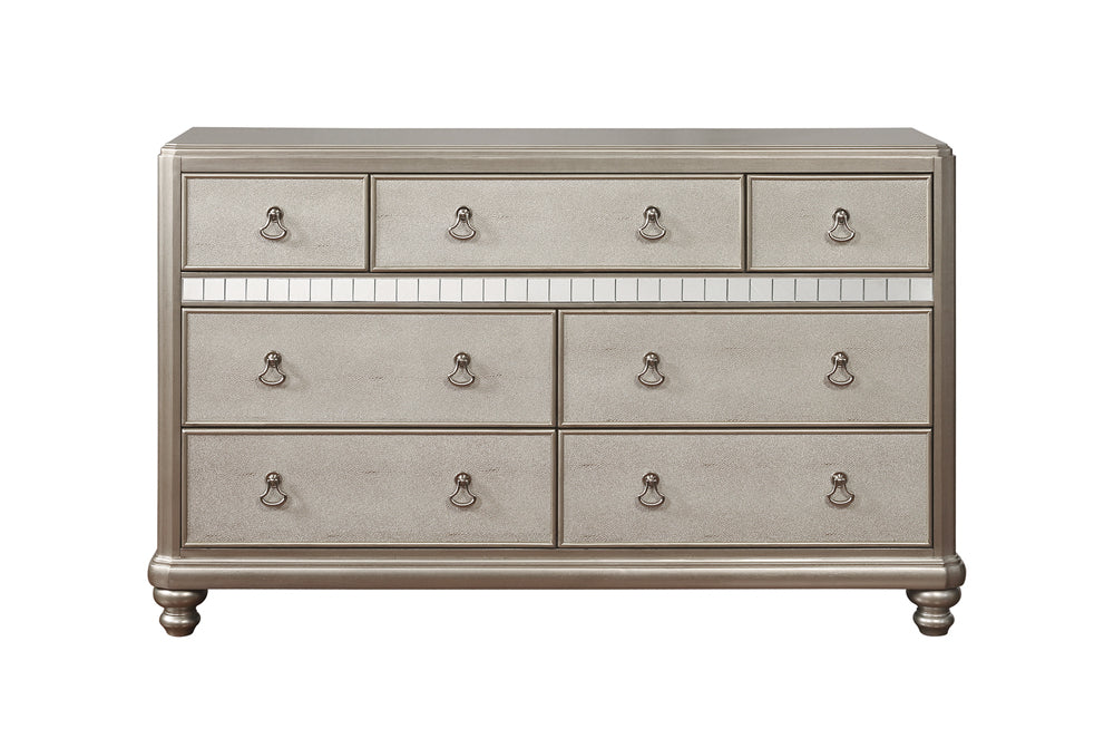 Bling Game 7-drawer Dresser with Mirror Metallic Platinum