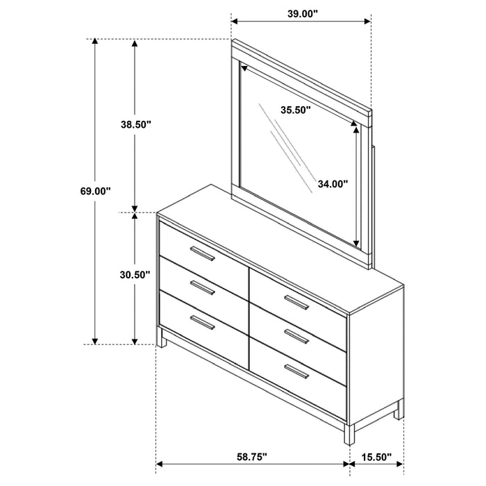 Edmonton 6-drawer Dresser with Mirror Rustic Tobacco