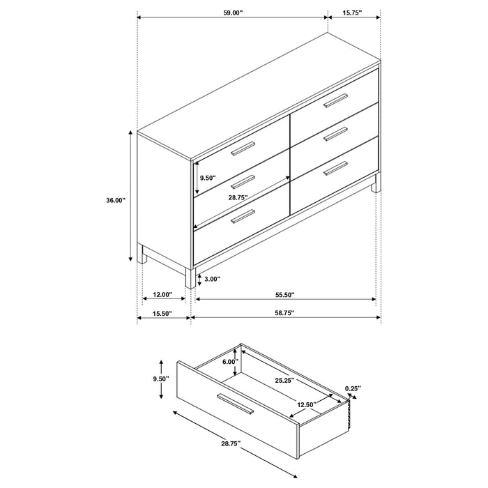 Edmonton 6-drawer Dresser with Mirror Rustic Tobacco