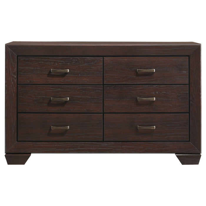 Kauffman 6-drawer Dresser with Mirror Dark Cocoa