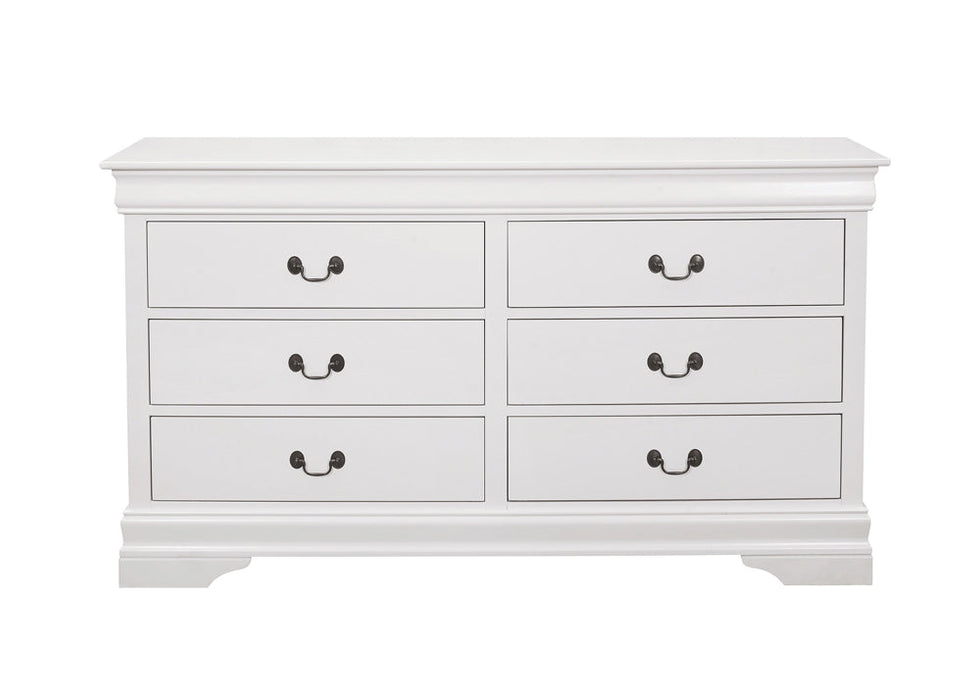 Louis Philippe 6-drawer Dresser White