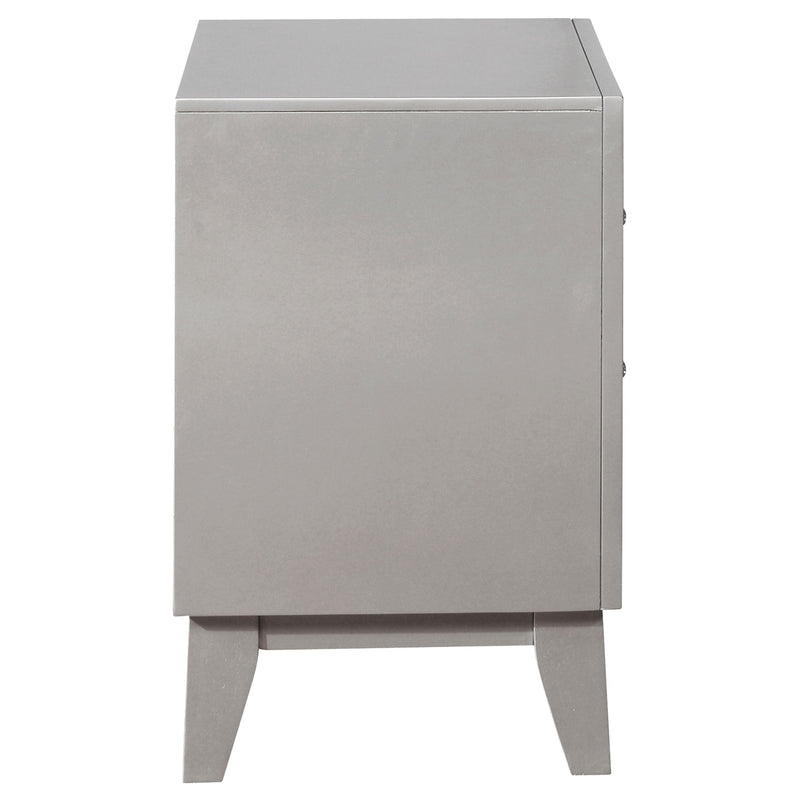 Leighton 2-drawer Nightstand Metallic Mercury