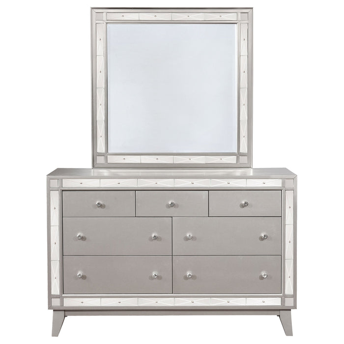 Leighton 7-drawer Dresser with Mirror Metallic Mercury