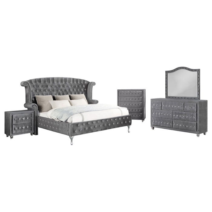 Deanna Upholstered Tufted Bedroom Set Grey