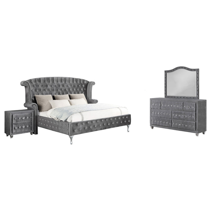 Deanna Upholstered Tufted Bedroom Set Grey