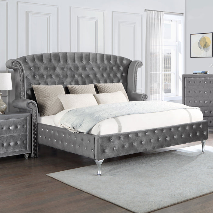 Deanna  Tufted Upholstered Bed Grey