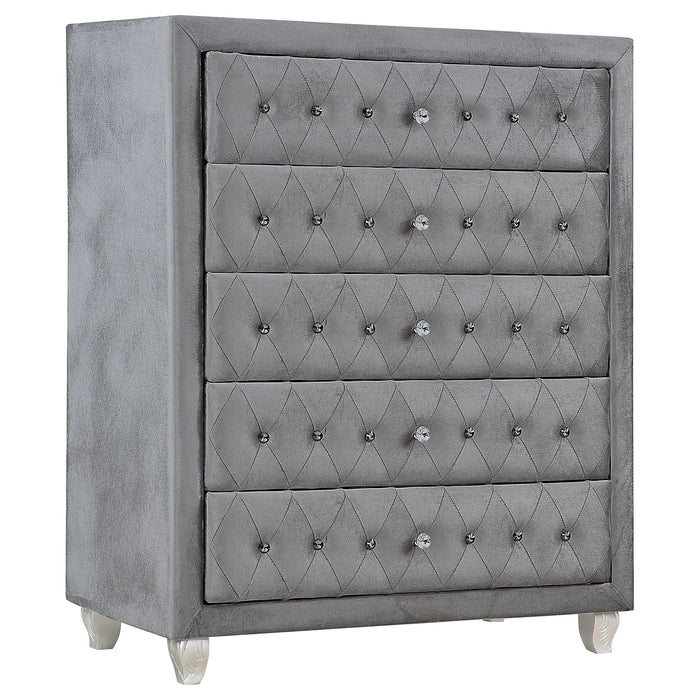 Deanna Upholstered Tufted Bedroom Set Grey