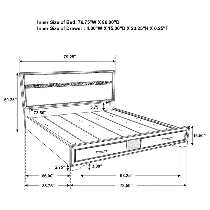 Miranda 51-inch Wood California King Storage Panel Bed Black