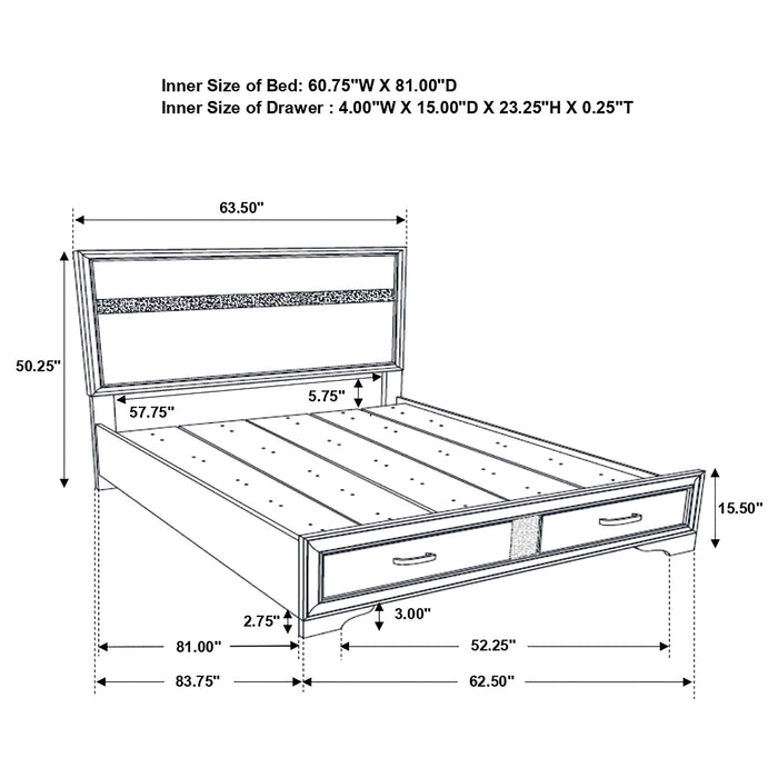 Miranda 51-inch Wood California King Storage Panel Bed Black