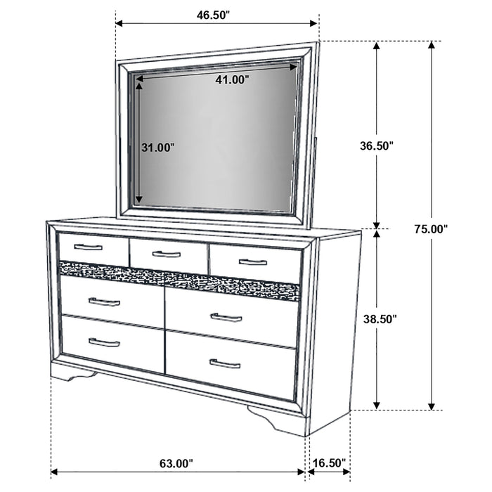 Miranda 7-drawer Dresser with Mirror White