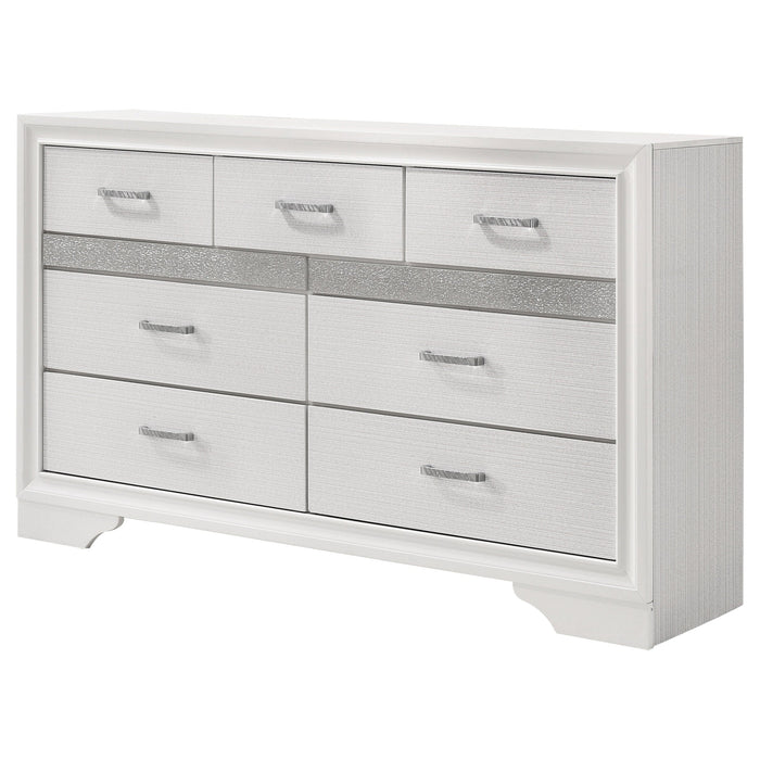 Miranda 7-drawer Dresser White and Rhinestone