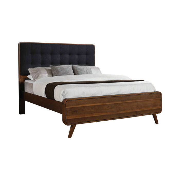 Robyn Bedroom Set with Upholstered Tufted Headboard Dark Walnut