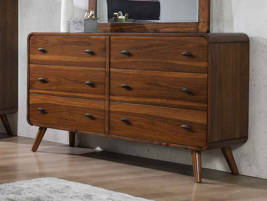 Robyn 6-drawer Dresser with Mirror Dark Walnut