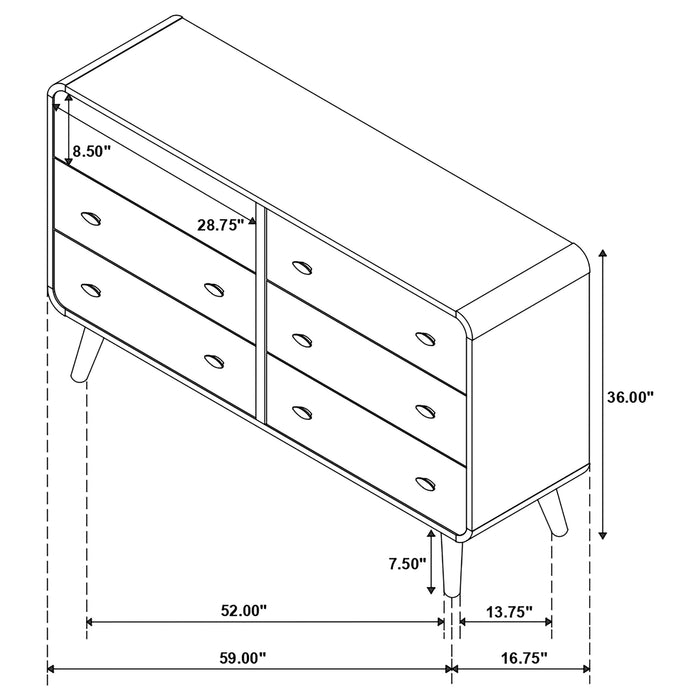 Robyn 6-drawer Dresser with Mirror Dark Walnut