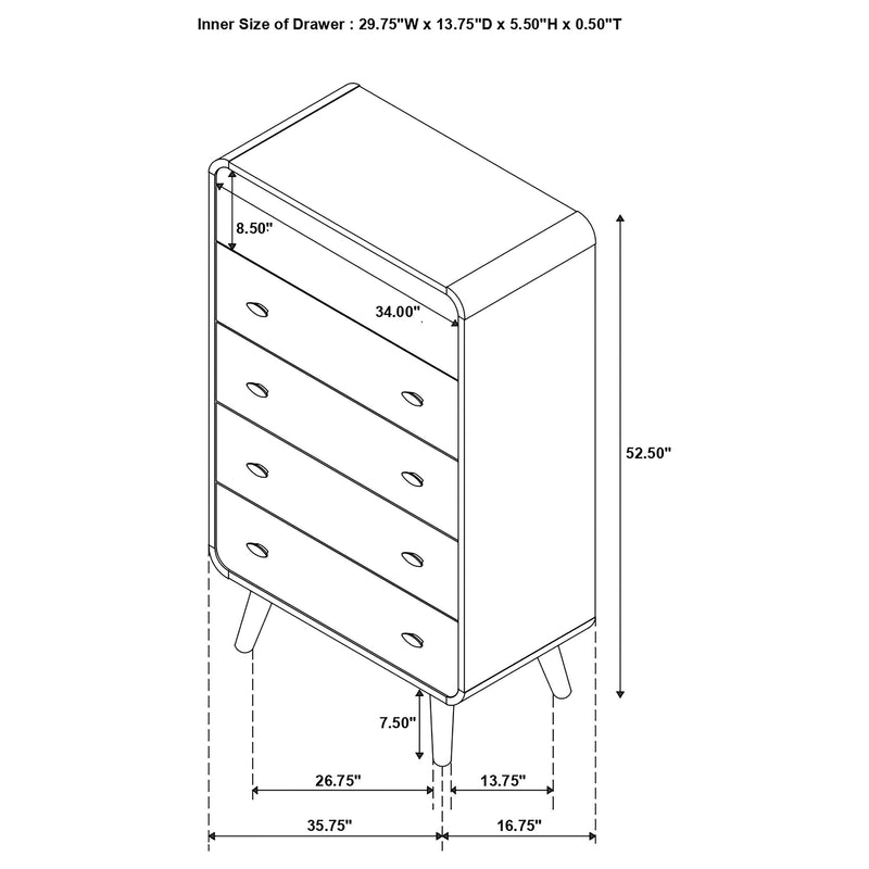 Cómoda de 5 cajones Robyn para dormitorio