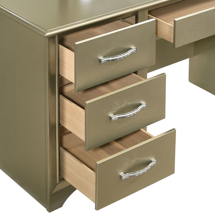 Beaumont 7-drawer Vanity Desk with Lighting Mirror Champagne