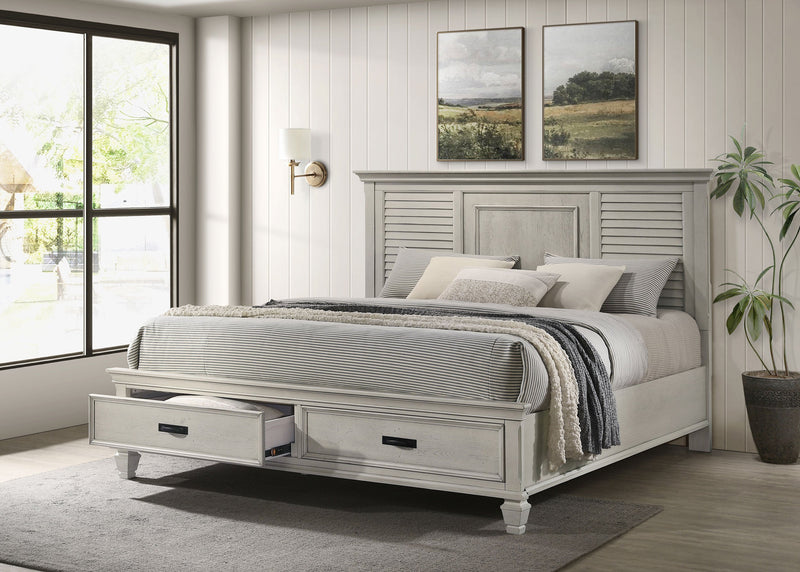 Cama de paneles de almacenamiento de madera Franco desgastada