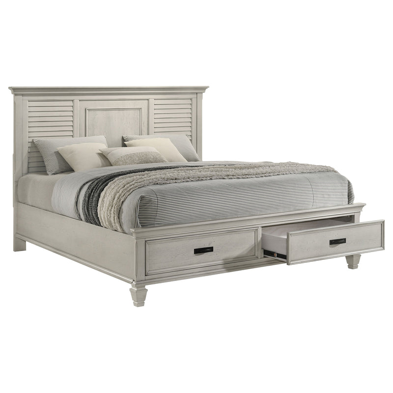 Cama de paneles de almacenamiento de madera Franco desgastada