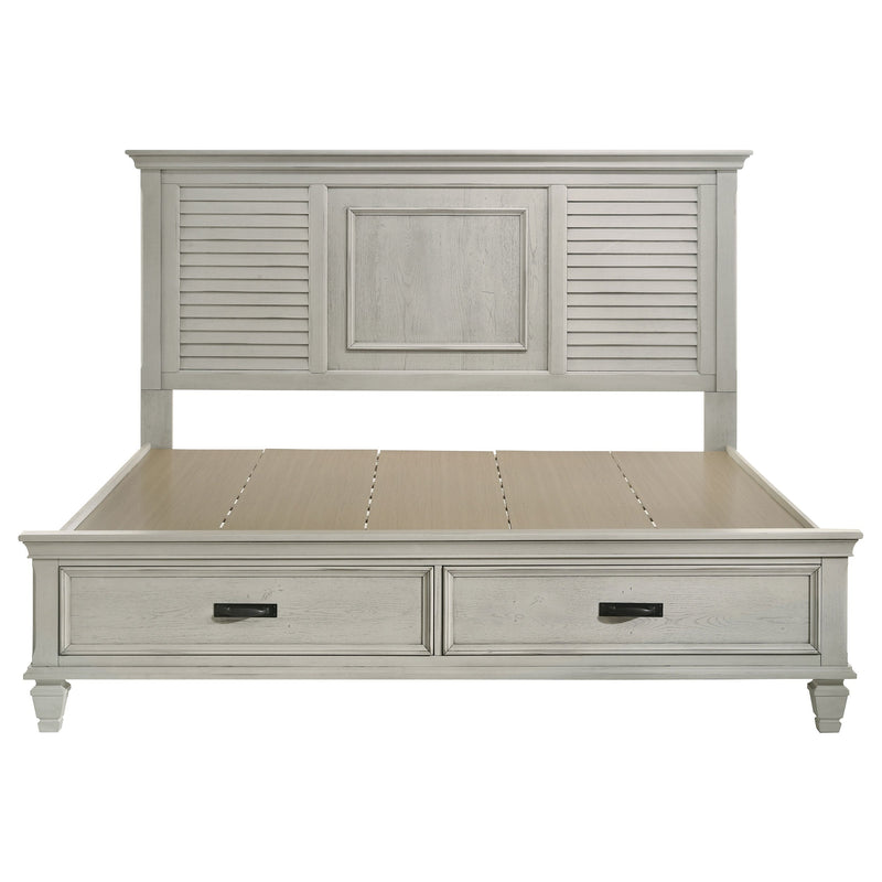 Cama de paneles de almacenamiento de madera Franco desgastada