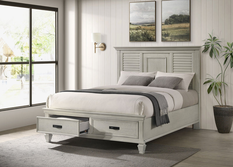 Cama de paneles de almacenamiento de madera Franco desgastada