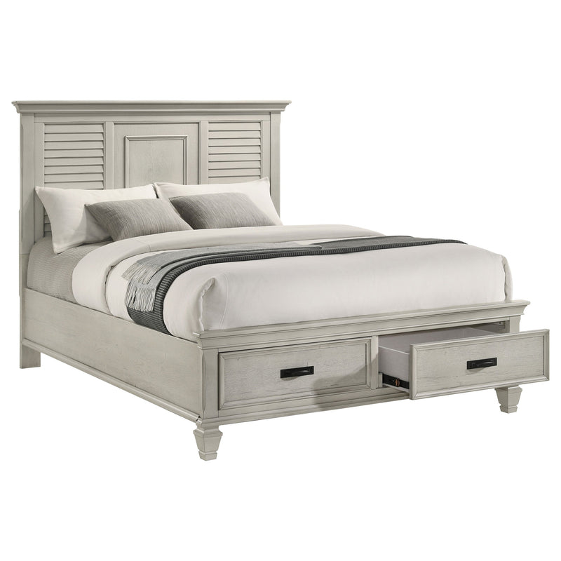 Cama de paneles de almacenamiento de madera Franco desgastada