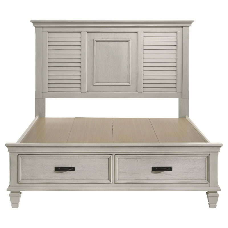 Cama de paneles de almacenamiento de madera Franco desgastada