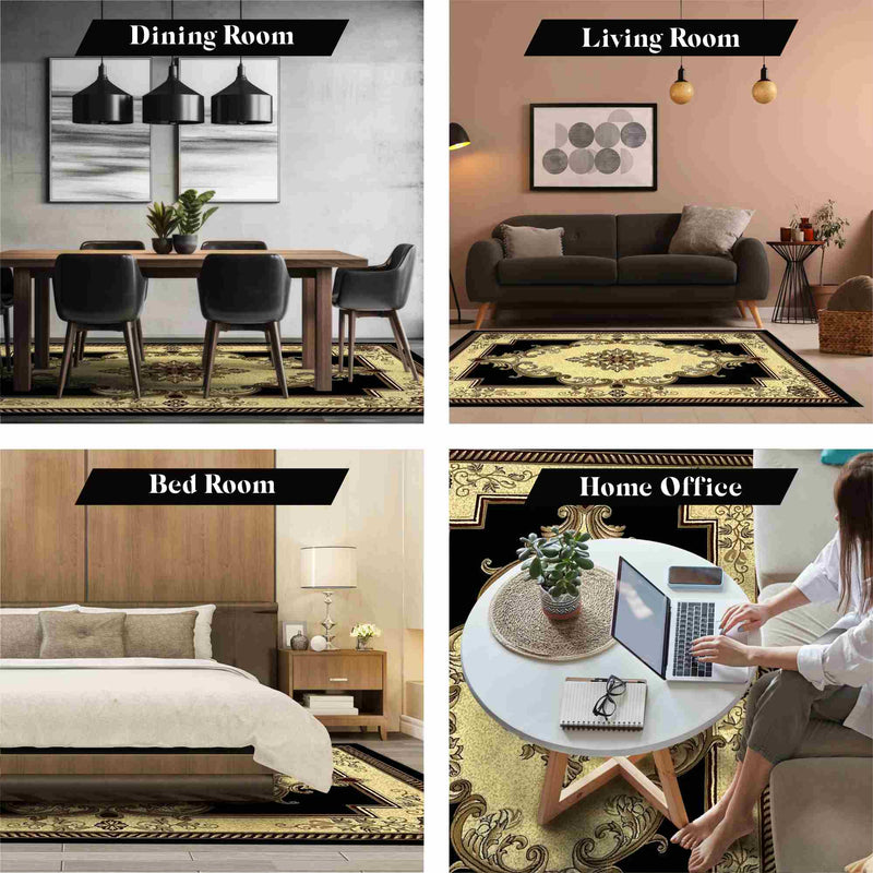 GLAMOUR Design-206 Black 4x6 (3'9x5'3")"