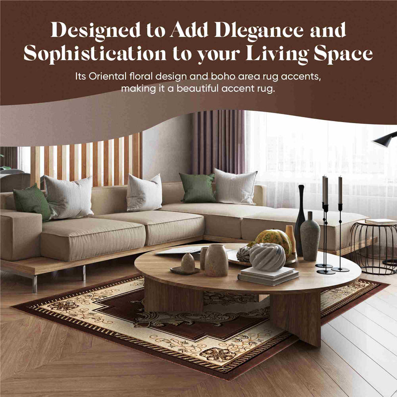 GLAMOUR Design-206 Brown 5 Foot Round (5'3x5'3" Round)"