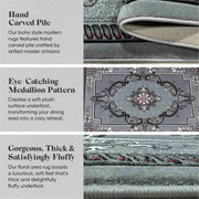 GLAMOUR Design-206 Grey-Red 2x12 Runner (2'6x11'5")"