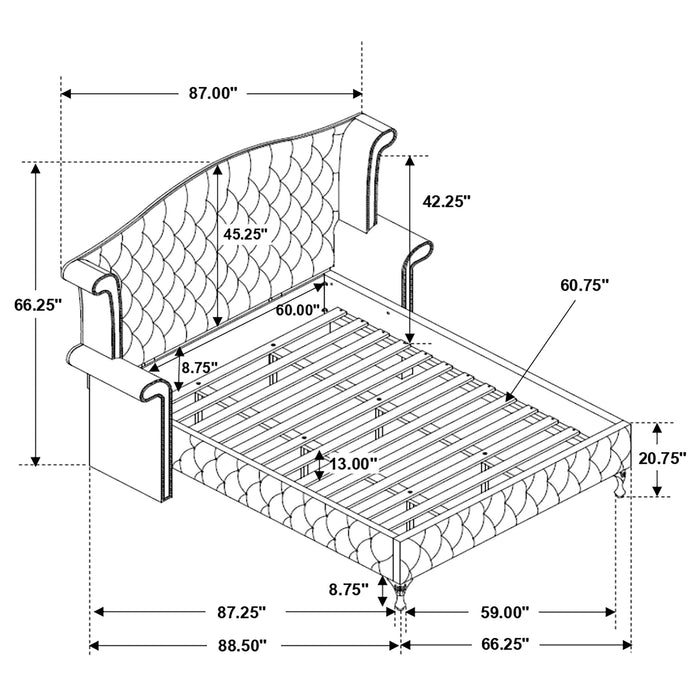 Deanna  Tufted Upholstered Bed Black