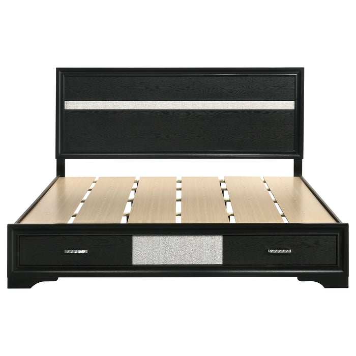Miranda 51-inch Wood California King Storage Panel Bed Black