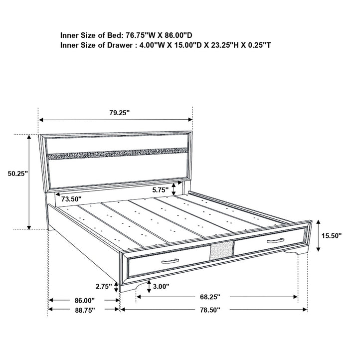 Miranda  2-drawer Storage Bed Black