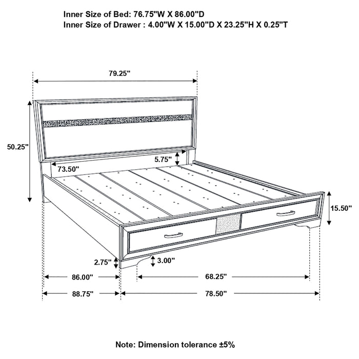 Miranda  2-drawer Storage Bed Black