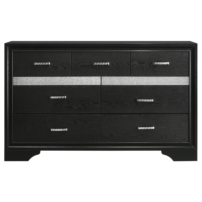 Miranda 7-drawer Dresser Black and Rhinestone