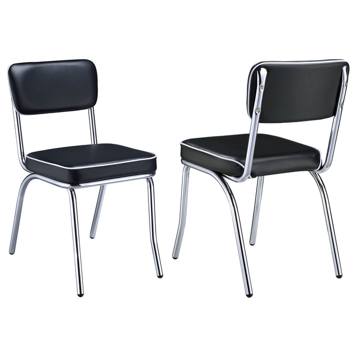 Retro Open Back Side Chairs Black and Chrome (Set of 2)