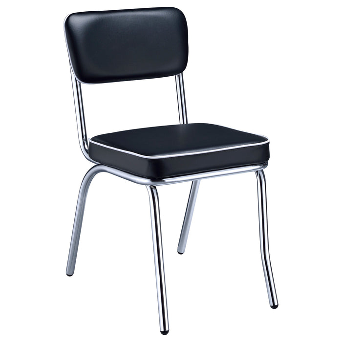 Retro Open Back Side Chairs Black and Chrome (Set of 2)