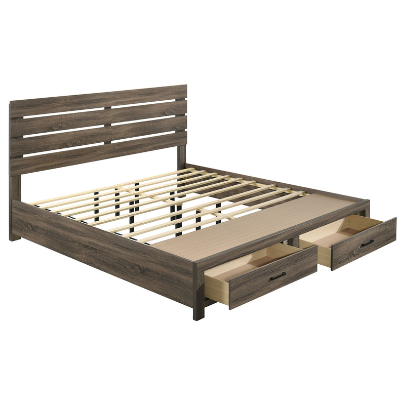 Cama con panel de almacenamiento de madera Brantford