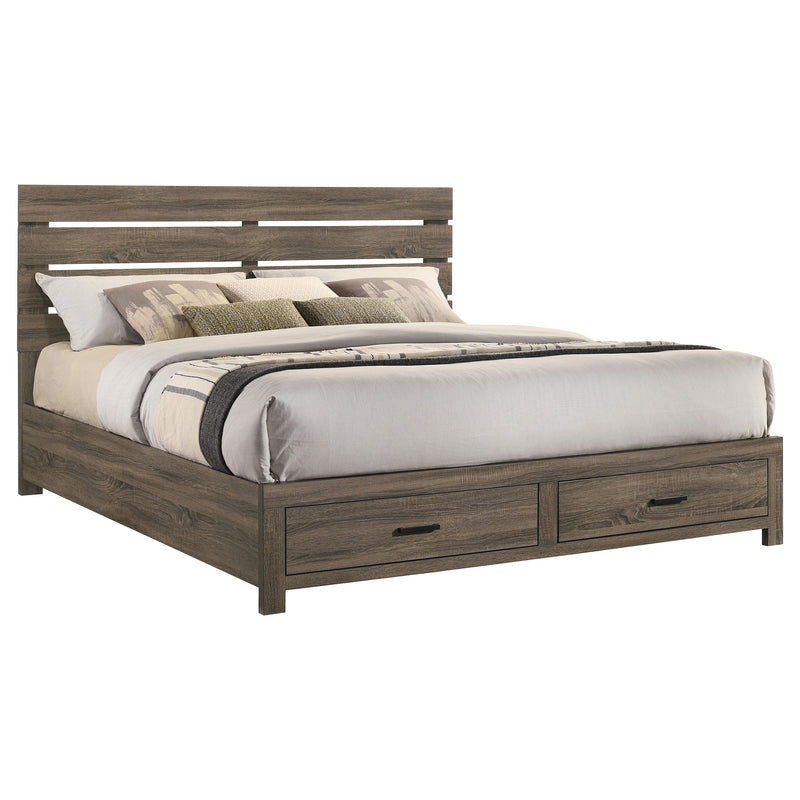 Cama con panel de almacenamiento de madera Brantford