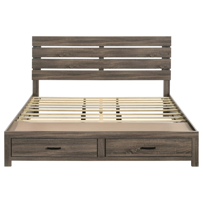 Cama con panel de almacenamiento de madera Brantford