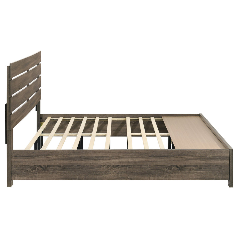 Cama con panel de almacenamiento de madera Brantford