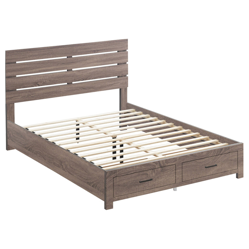Cama con panel de almacenamiento de madera Brantford