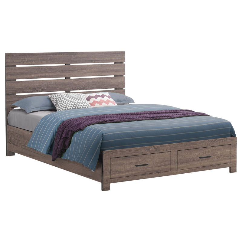 Cama con panel de almacenamiento de madera Brantford