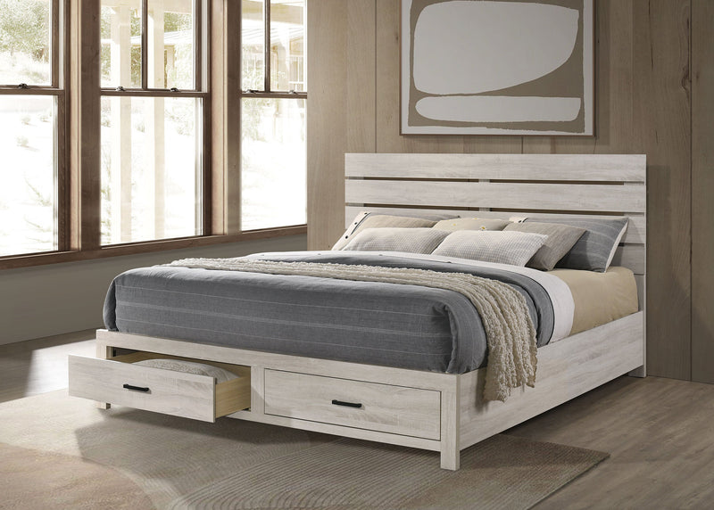 Cama con panel de almacenamiento de madera Brantford