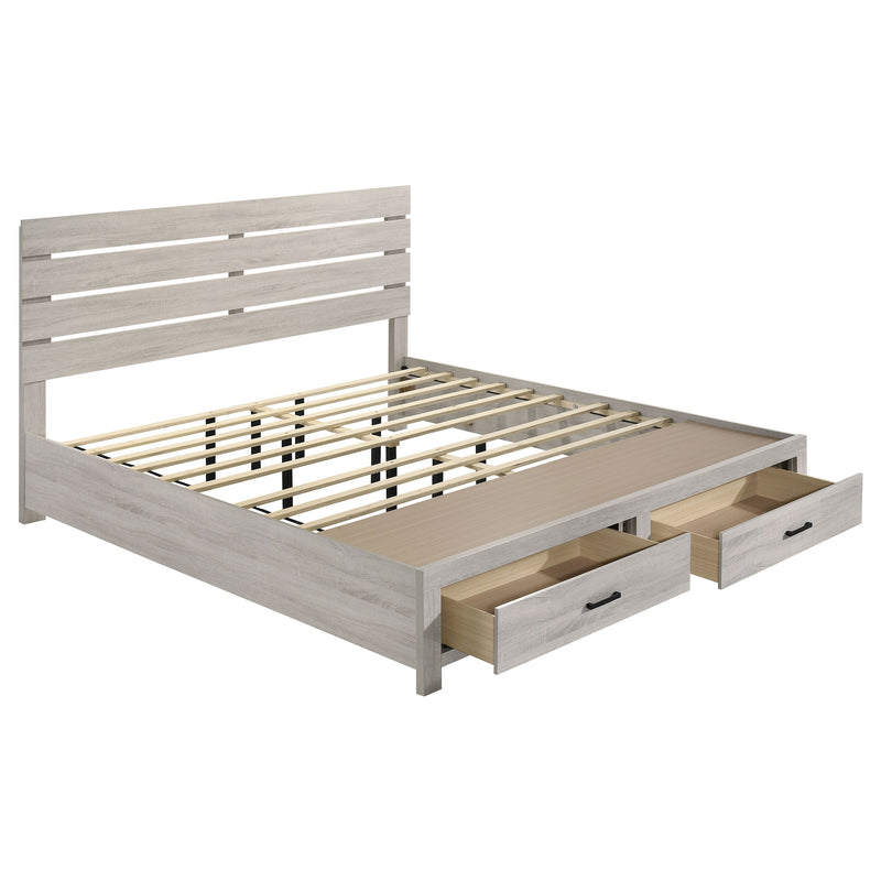 Cama con panel de almacenamiento de madera Brantford